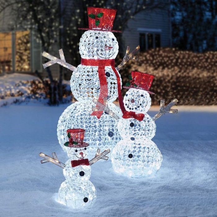 Snowman lawn porch lighted lights