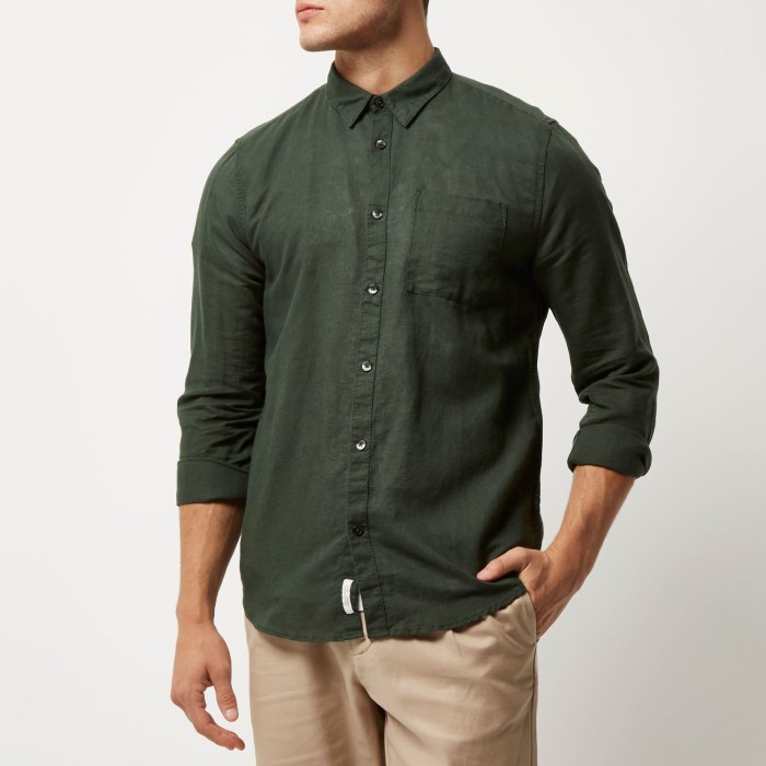 Dark green men's dress shirt slim fit