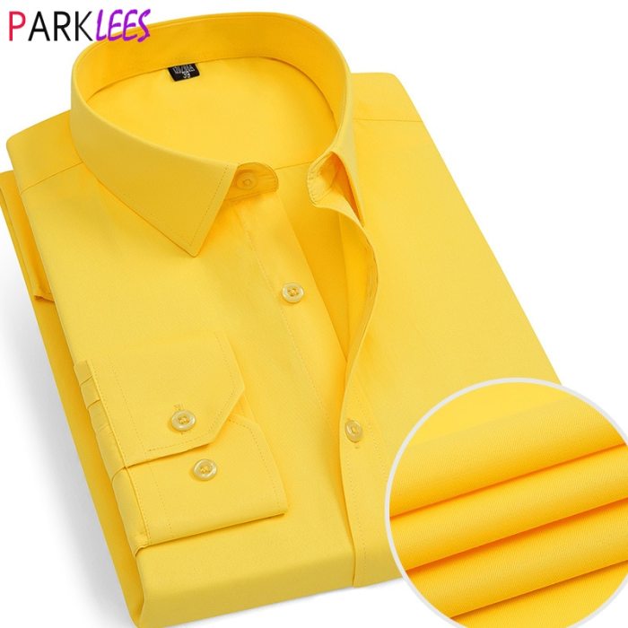 Bright yellow mens dress shirt