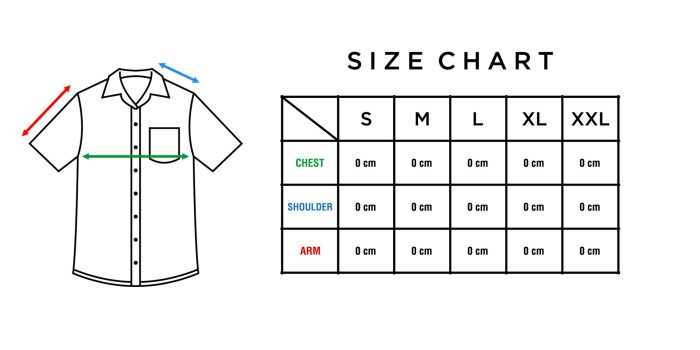 Men's dress shirts size chart